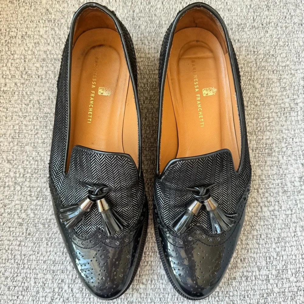 Bardnessa Franchetti Women’s Black Wingtip Brogue Tassel Loafers EU 36 (US 5.5) - Picture 7 of 15